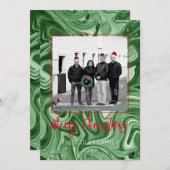 Weihnachts-Fotokarte Familienname Marble Festiv Einladung (Vorne/Hinten)