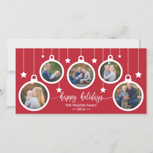 Weihnachts-Fotokarte, Feiertage, Ornamente Feiertagskarte (Vorderseite)