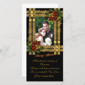 Weihnachts-Fotokarte Gold Eleganz Feiertagskarte (Vorne/Hinten)