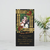 Weihnachts-Fotokarte Gold Eleganz Feiertagskarte (Stehend Vorderseite)