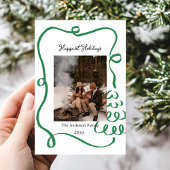 Weihnachts-Fotokarte handgezeichnete rote Schleife Einladung