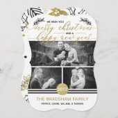 Weihnachts-Fotokarte, Imitate Gold Foil Feiertagskarte (Vorne/Hinten)