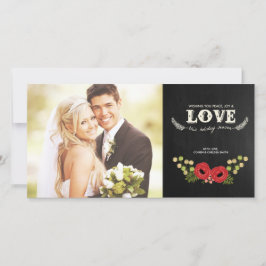 Weihnachts-Fotokarte | Khalkboard Floral Feiertagskarte