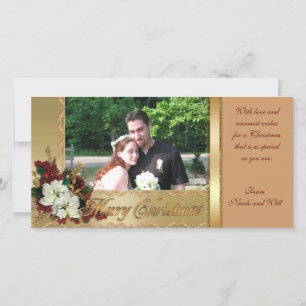 Weihnachts Fotokarte poinsettias Feiertagskarte