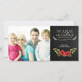 Weihnachts-Fotokarte Vintage Blumenkhalkappe Feiertagskarte