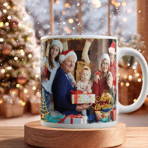 Weihnachts-Fotomug mit Familie - Personalisiertes Jumbo-Tasse