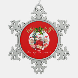 Weihnachts-Fotovorlage Xmas Schneeflocken Zinn-Ornament