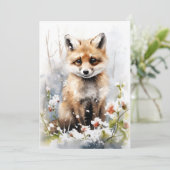 Weihnachts Fox Art Flat Weihnachtskarte Feiertagskarte (Stehend Vorderseite)