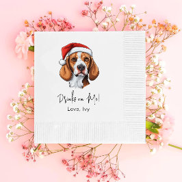 Weihnachts-Fox-Hund Hund Personalisierte Getränke  Serviette
