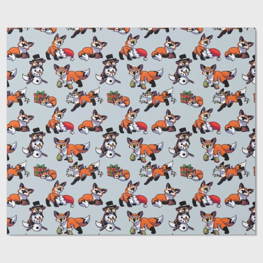 Weihnachts-Fox-Wrapping-Papier Geschenkpapier (Flach)