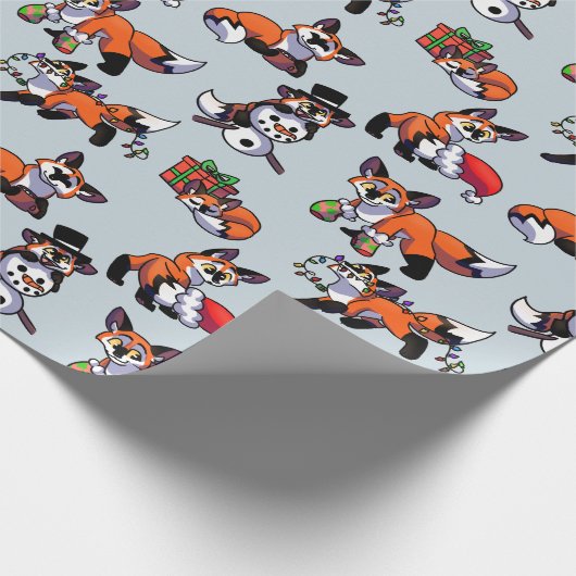 Weihnachts-Fox-Wrapping-Papier Geschenkpapier (Ecke)