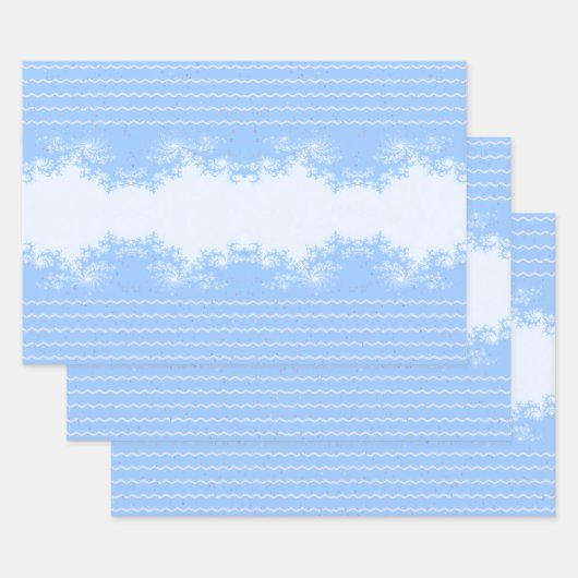 Weihnachts-Fraktal Pastellblau Geschenkpapier Set (Set)