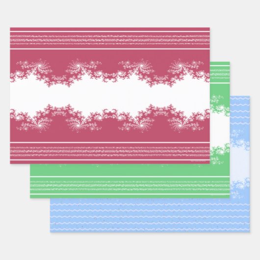 Weihnachts-Fraktal Rot Grün Blau Geschenkpapier Set (Set)