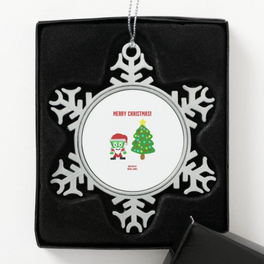 Weihnachts-FrankenKäse Schneeflocken Zinn-Ornament (Box)