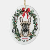 Weihnachts-Französisch Bulldog Keramik Circle Orna Keramik Ornament (Rechts)