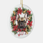 Weihnachts-Französisch Bulldog Keramik Circle Orna Ornament (Rechts)