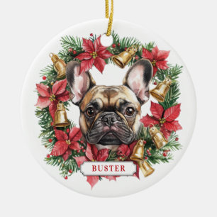 Weihnachts-Französisch Bulldog Keramik Circle Orna Ornament