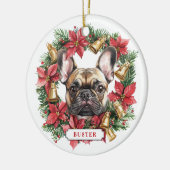 Weihnachts-Französisch Bulldog Keramik Circle Orna Ornament (Links)