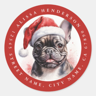 Weihnachts Französisch Bulldog Round Stickers