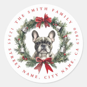 Weihnachts Französisch Bulldog Round Stickers