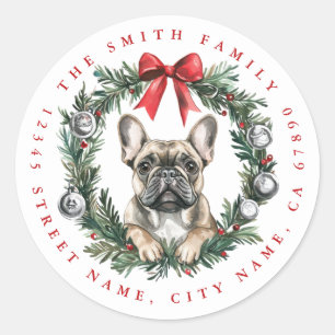 Weihnachts Französisch Bulldog Round Stickers