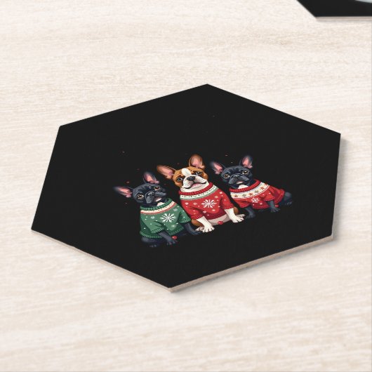 Weihnachts Französisch Bulldogs Xmas Frenchie Dog Untersetzer (angewinkelt)