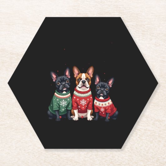 Weihnachts Französisch Bulldogs Xmas Frenchie Dog Untersetzer (Vorderseite)