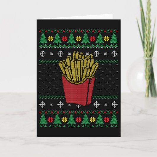 Weihnachts Französisch Fries Ugly Sweater Karte (Vorderseite)