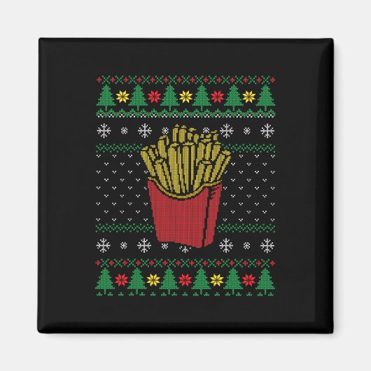 Weihnachts Französisch Fries Ugly Sweater Magnet (Vorne)