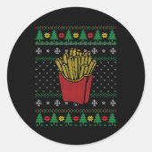 Weihnachts Französisch Fries Ugly Sweater Runder Aufkleber (Vorderseite)