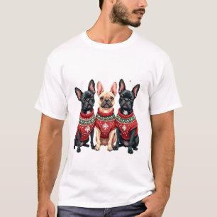 Weihnachts-Französische-Bulldoggen Xmas Französisc T-Shirt