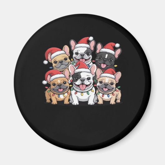 Weihnachts Französische Hunde Oversized T - Shirt Magnet (Vorne)