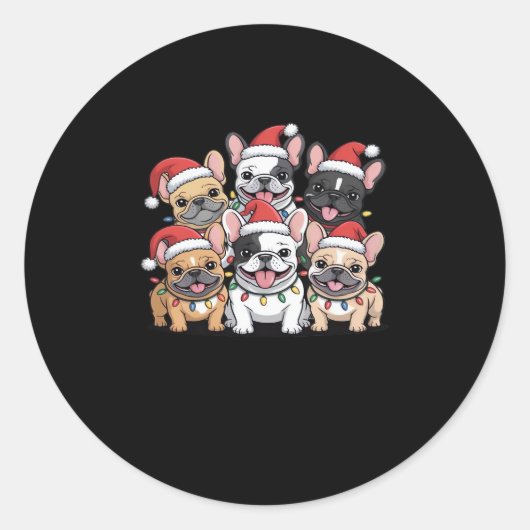 Weihnachts Französische Hunde Oversized T - Shirt Runder Aufkleber (Vorderseite)