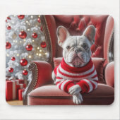 Weihnachts Französischer Bulldog auf dem Stuhl Mousepad (Vorne)
