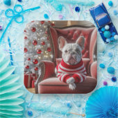 Weihnachts Französischer Bulldog auf dem Stuhl Pappteller (Party)