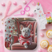 Weihnachts Französischer Bulldog auf dem Stuhl Pappteller (Party)