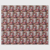 Weihnachts Französischer Bulldog auf einem gefiede Geschenkpapier (Flach)