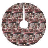 Weihnachts Französischer Bulldog auf einem roten S Polyester Weihnachtsbaumdecke (Vorderseite)