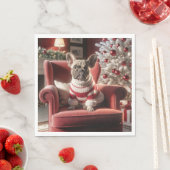Weihnachts Französischer Bulldog auf einem roten S Serviette (Beispiel)