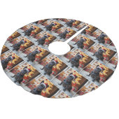 Weihnachts Französischer Bulldog auf Pelz Rug Polyester Weihnachtsbaumdecke (Schrägansicht)