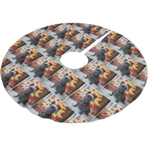 Weihnachts Französischer Bulldog auf Pelz Rug Polyester Weihnachtsbaumdecke