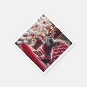 Weihnachts Französischer Bulldog auf rotem Stuhl Serviette (Ecke)