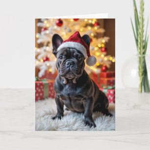 Weihnachts-Französischer Bulldog mit Weihnachtsman Karte