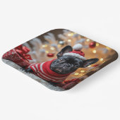 Weihnachts-Französischer Bulldog mit Weihnachtsman Pappteller (Gewinkelt)