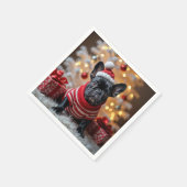 Weihnachts-Französischer Bulldog mit Weihnachtsman Serviette (Ecke)