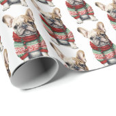 Weihnachts-Französischer Bulldog mit Winter Sweate Geschenkpapier (Rolleneckpunkt)