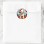 Weihnachts Französischer Bulldog Santa Dog Runder Aufkleber (Tasche)