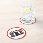 Weihnachts Französischer Bulldog Santa Dog Runder Pappuntersetzer (Vor Ort)