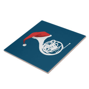 Weihnachts-Französisches Horn-Shirt - Santa French Fliese