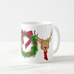 Weihnachts-FREUDE Kranz und Rentiere Kaffeetasse